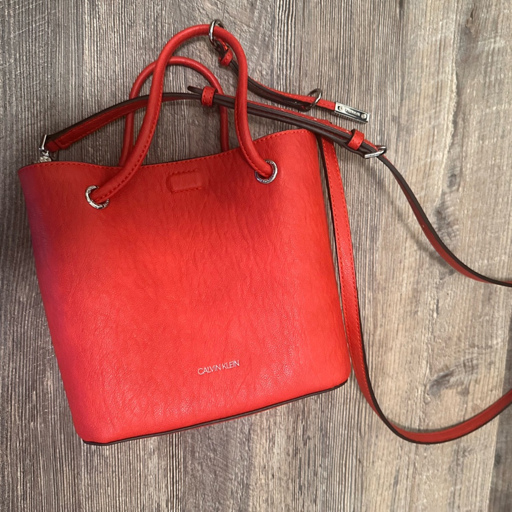 Calvin Klein Bibrant Red Crossbody Bag with Adjustable Strap